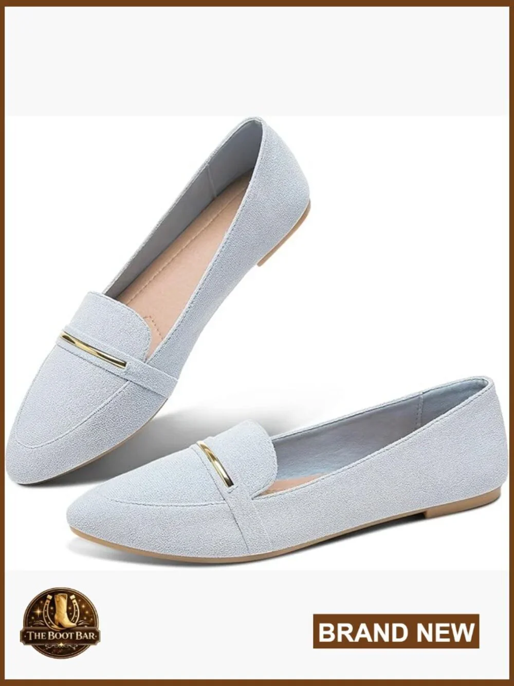Pointed Toe Loafers Faux Suede Flats Memory Foam Slip On Work Shoes